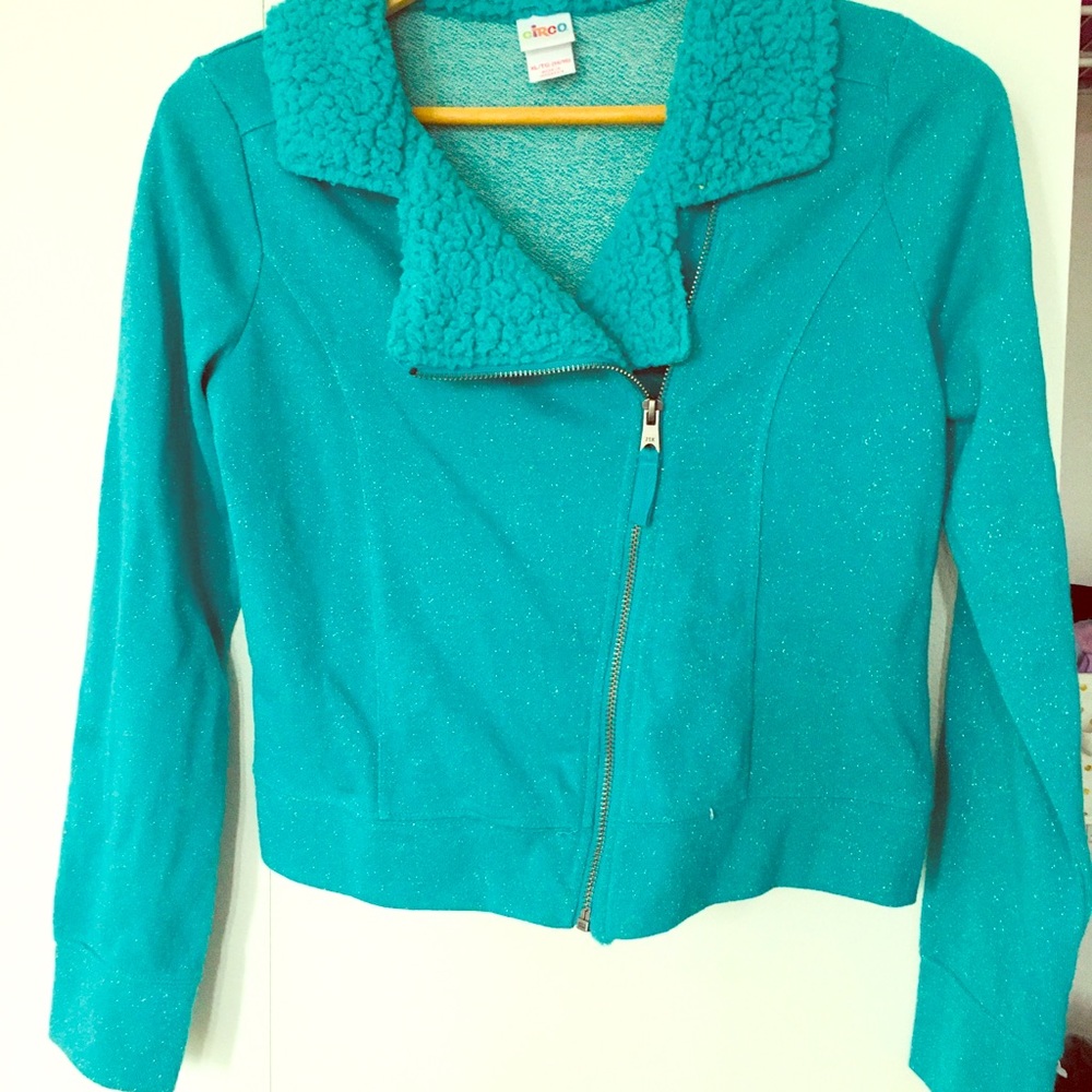 Girls sparkly turquoise sweater